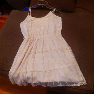 Mini dress with lace overlay
